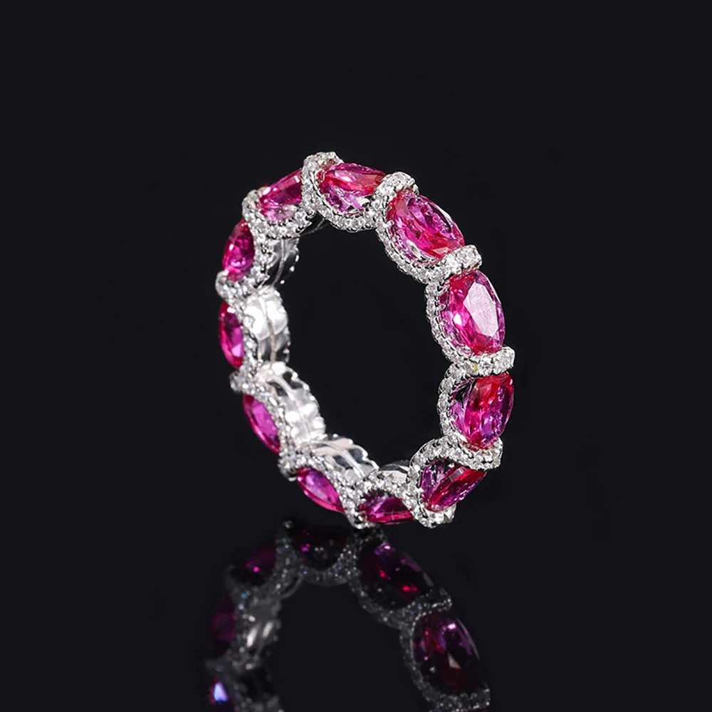 Charms 100% 925 Sterling Silver 4*6mm Ruby Emerald Aquamarine Rings for Women Gemstone Wedding Party Fine Jewelry Birthday Gift
