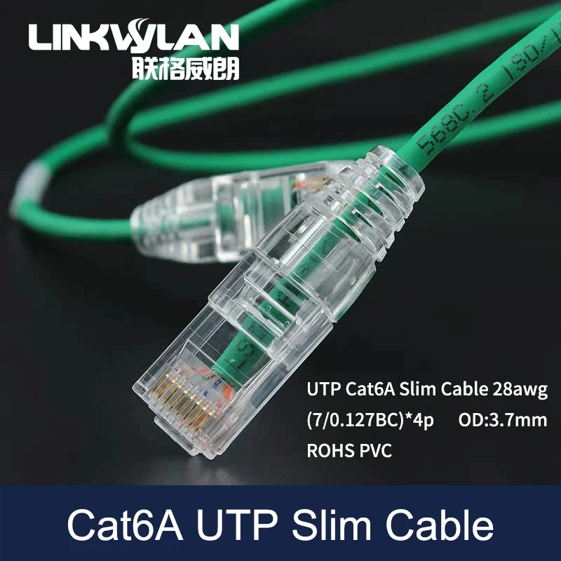 Cabo de Rede Ethernet Magro Patch Cord Patch Cord Pvc Internet Lan Cabo Utp Cat6a 28awg Cat Pcs por Pacote
