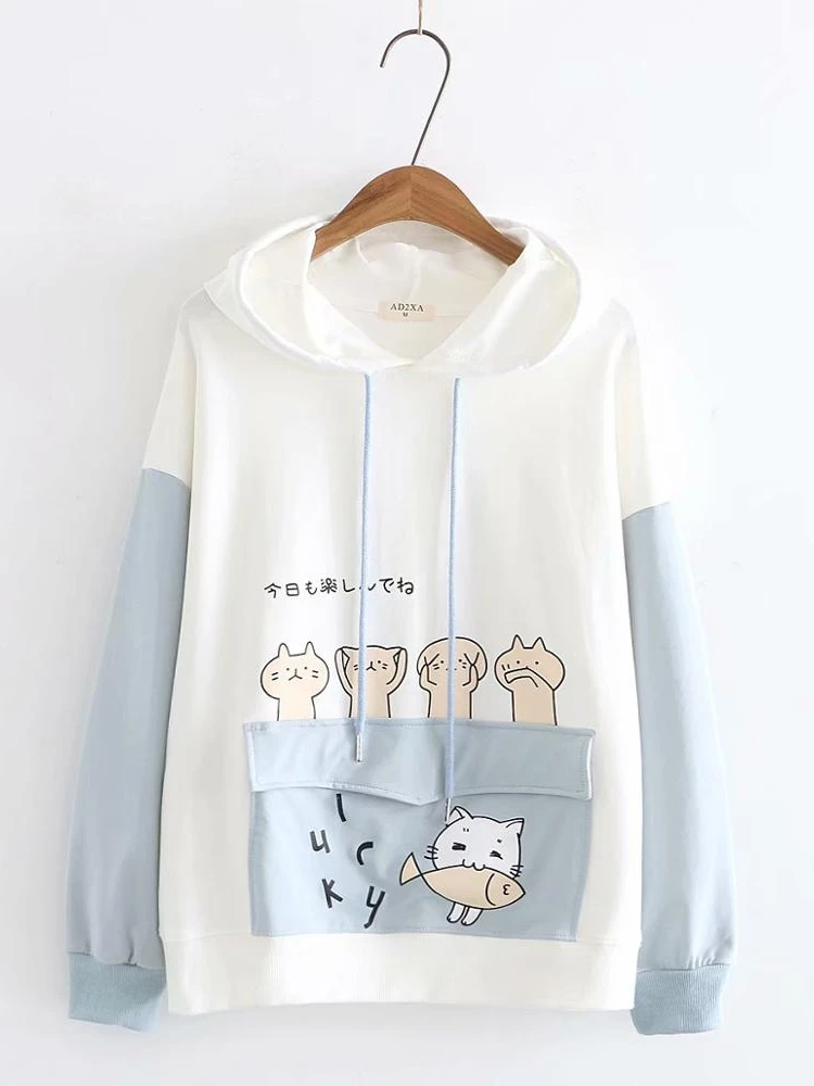 Sweat-shirt À Capuche Pour Femme, En Coton Polaire, Avec Oreilles