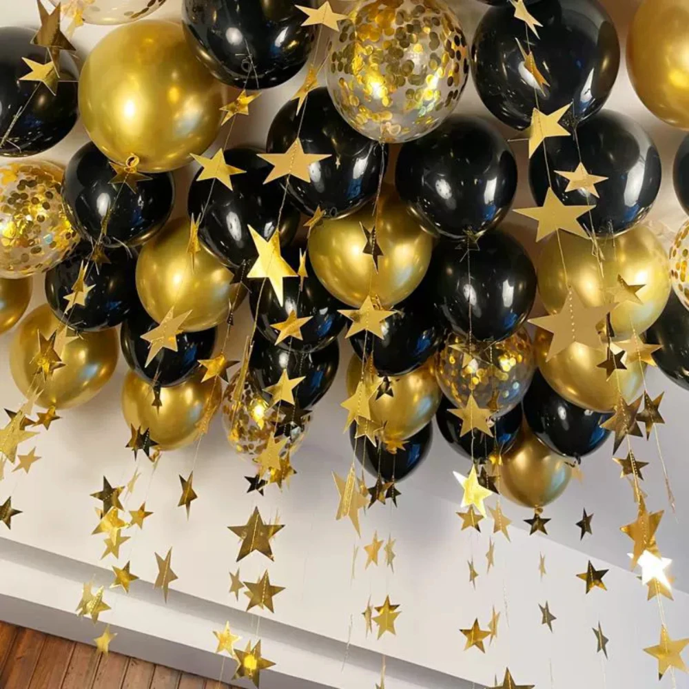 Black Gold Silver White Metal Thick Balloons with Pendant Bar Party Birthday Decoration Scene Decoration Sequin Balloons 43Pcs