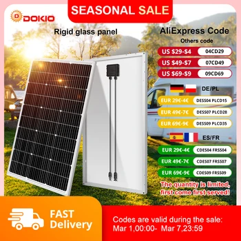 DOKIO 18V 100W–200W Rigid Solar Panel (#DSP-100M / DSP-100MX2) 1
