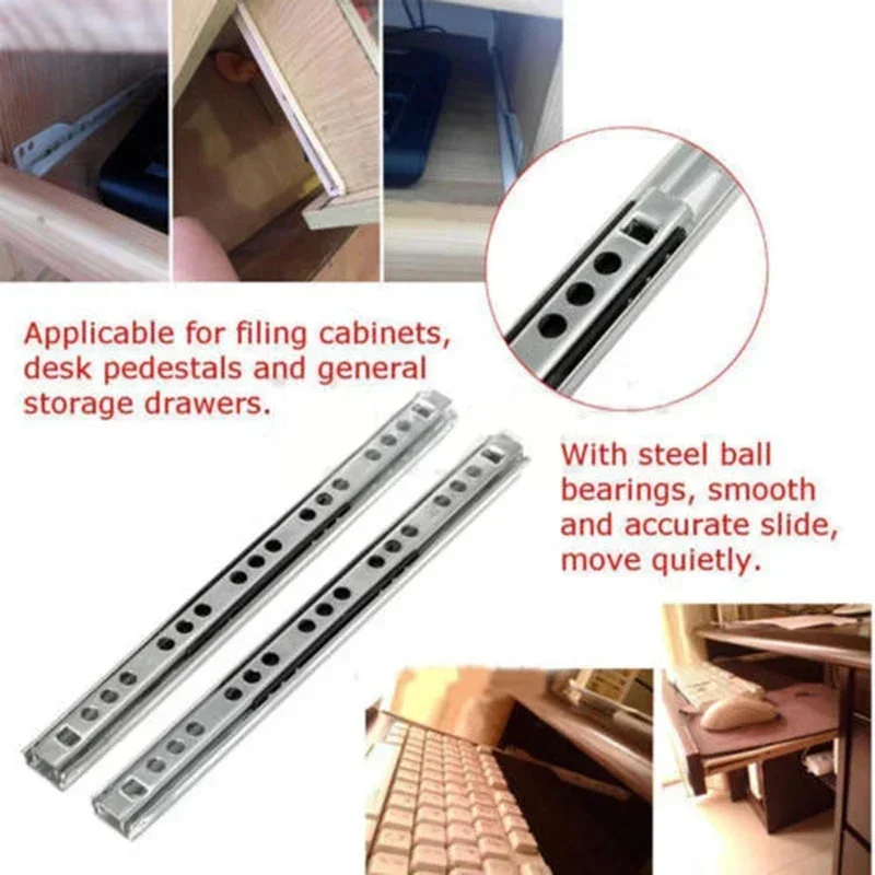 2Pcs 8/10/13/16 Inch Kitchen Cupboard Drawer Slides Furniture Guide Rail Full Extension Parts Hardware Accessories