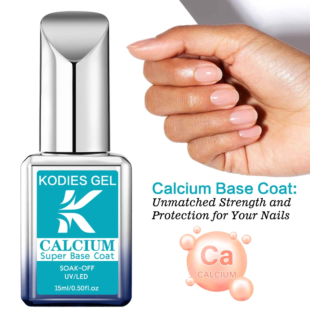 KODIES GEL Calcium Super Base Coat Gel Nail Polish Soak Off Semi Permanent UV Rubber Base Gel Primer Repair Care Damaged Nails 4