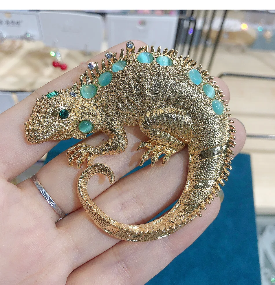 女性のためのレトロなトカゲブローチ,大きな動物のブローチ