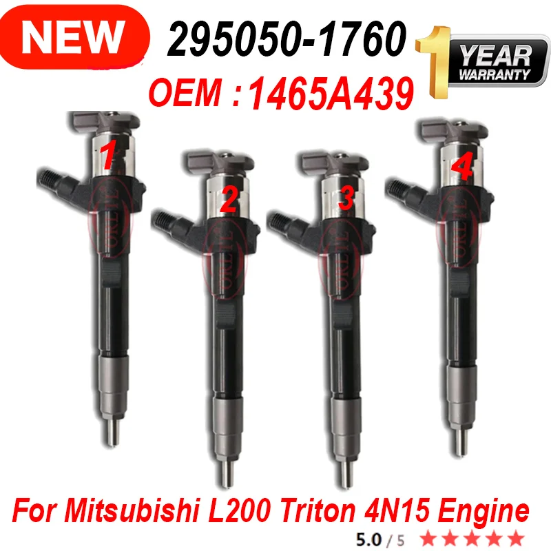 

4 шт. 295050-1760 1465A439 дизельный топливный инжектор Common Rail 295050 1760 2950501760 для двигателя Mitsubishi L200 Triton 4N15