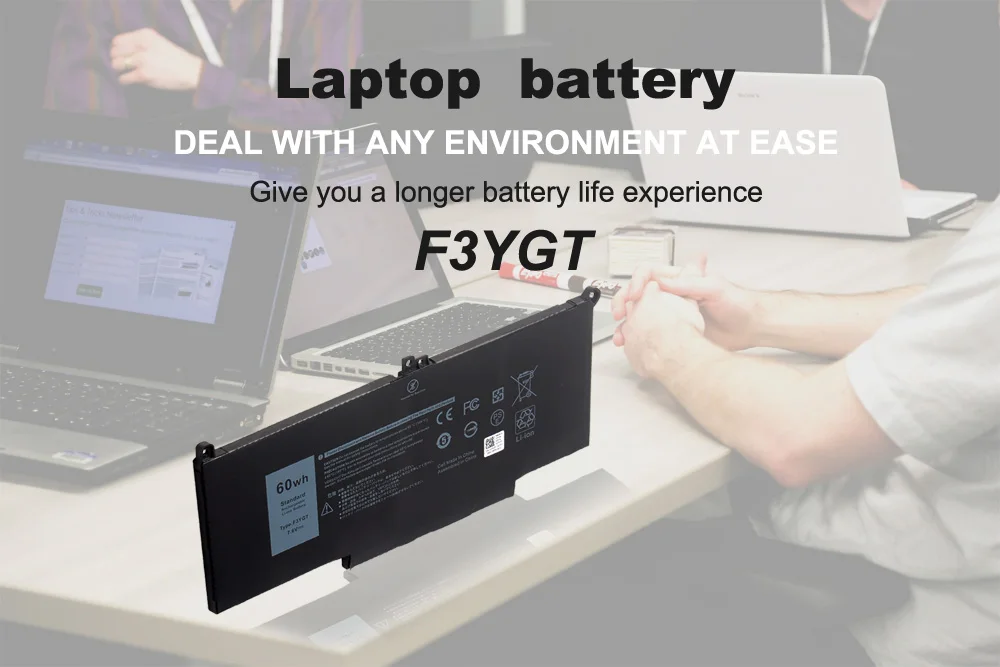 Dell Latitude F3YGT DJ1J0 60WH Laptop Battery - Compatible with Latitude 12 13 14 Series E7280 E7290 E7380 E7390 7280 7290 7380 7390 7480 7490 Description Image.This Product Can Be Found With The Tag Names Battery 60wh f3ygt, Battery dell latitud, Dell battery type f3ygt, Dell dj1j0 battery, F3ygt laptop battery