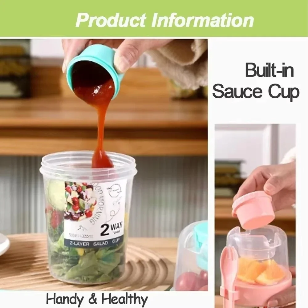Portable Snack and Salad Cups with Lids and Forks