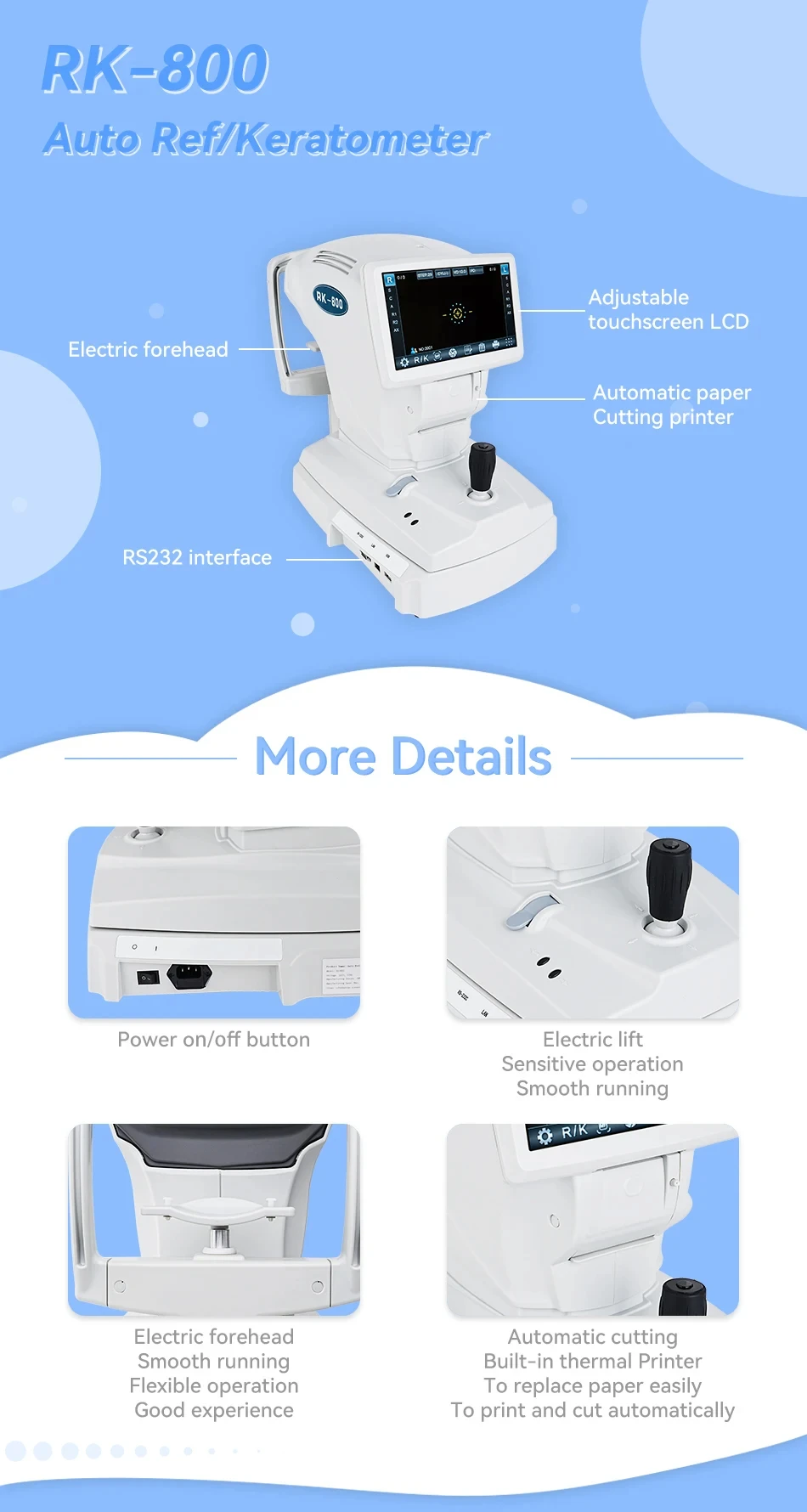Auto Refractor Automatically Measure The Corneal Curvature Power Auto refractometer with Keratometer Optical Optometry Machine