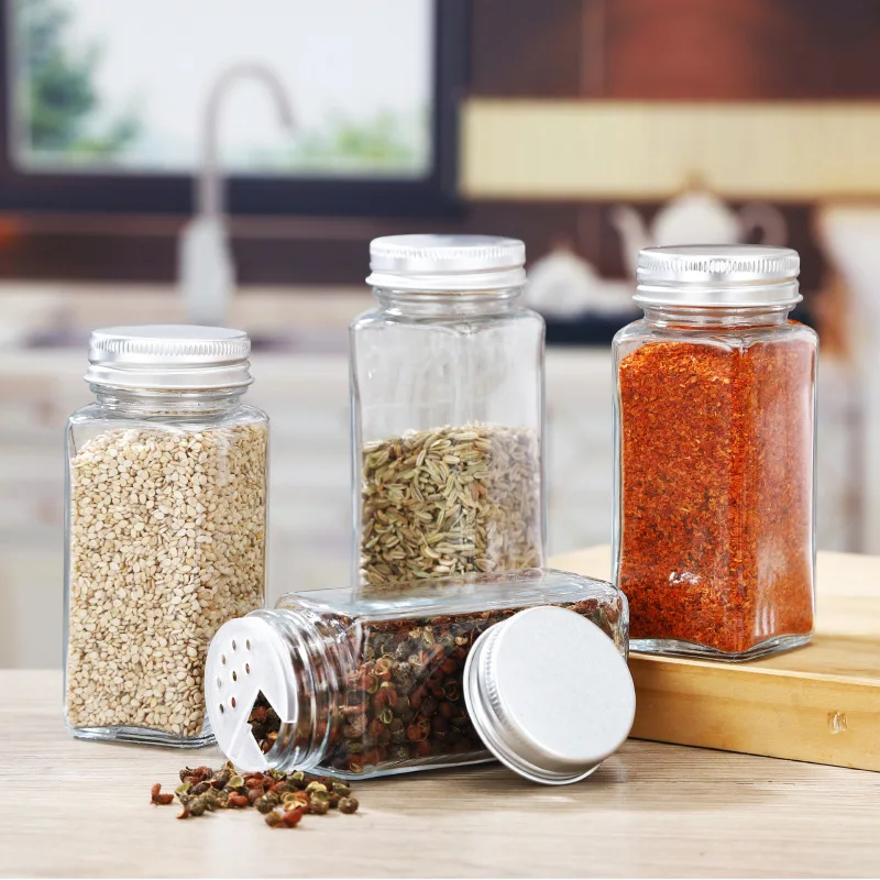 Multiple Set Seasoning Jars Square Glass Container Seasoning Bottle Kitchen  Outdoor Camping Seasoning Container Spice Container - AliExpress