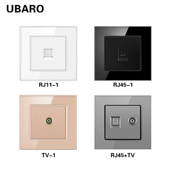 범용 강화 유리 패널, 약한 전류 콘센트, 스퀘어 박스용 내장 소켓, RJ45 RJ11 TV 위성 벽 소켓, 86x86mm