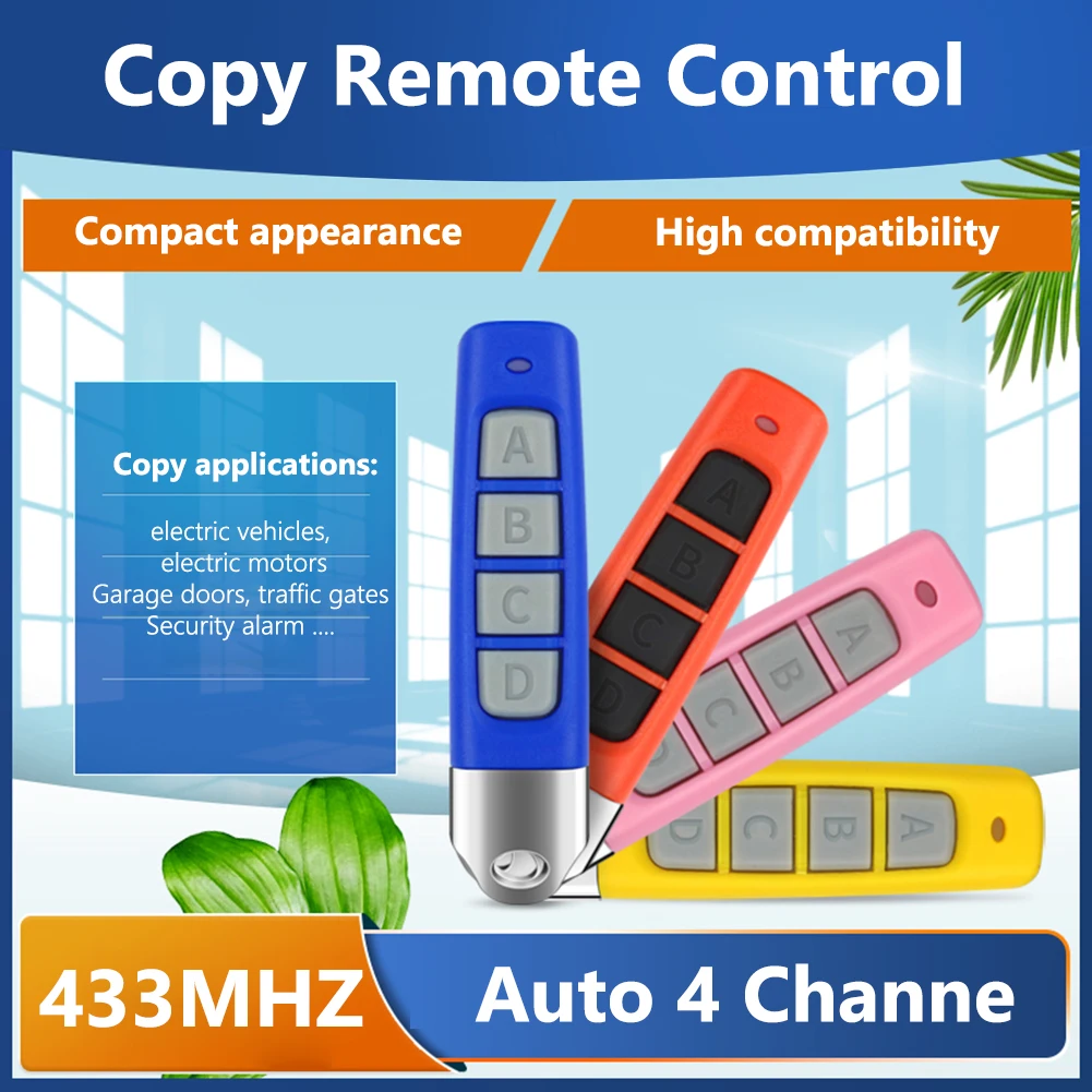 4-1PC Remote Control 433MHZ Wireless Copy Controller For Car Key Garage Door Opener Clone Cloning Code Remote Control Duplicator 2