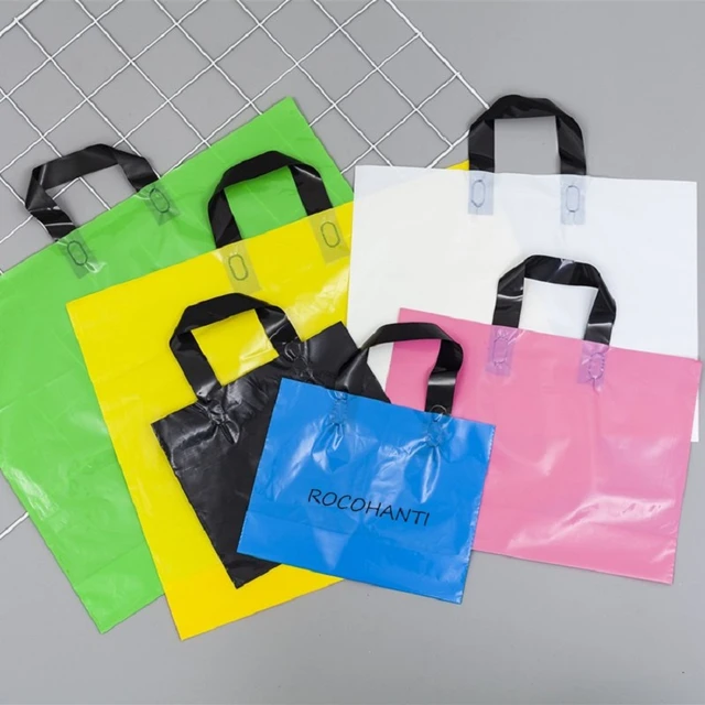 Sacs en plastique personnalisés, emballage de bijoux, sac de shopping pour  les affaires, sacs d'emballage cadeaux portables, frais d'impression  inclus, 200 pièces - AliExpress