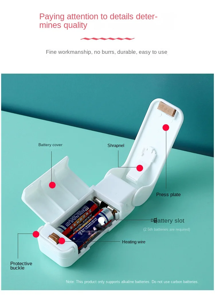 Description Picture 6 of itemHome Vacuum Packaging Machine Plastic Bag Sealer Thermal Plastic Food Bag Closure Portable Sealer Food Packaging Heat Sealer 