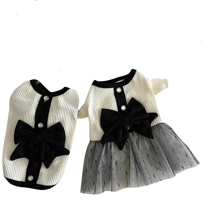New Retro Pet Skirt Couple Style Pet Dog Clothing Vest Summer Kitten Cute Bow Skirt Clothing Teddy Cool Breathable Tops