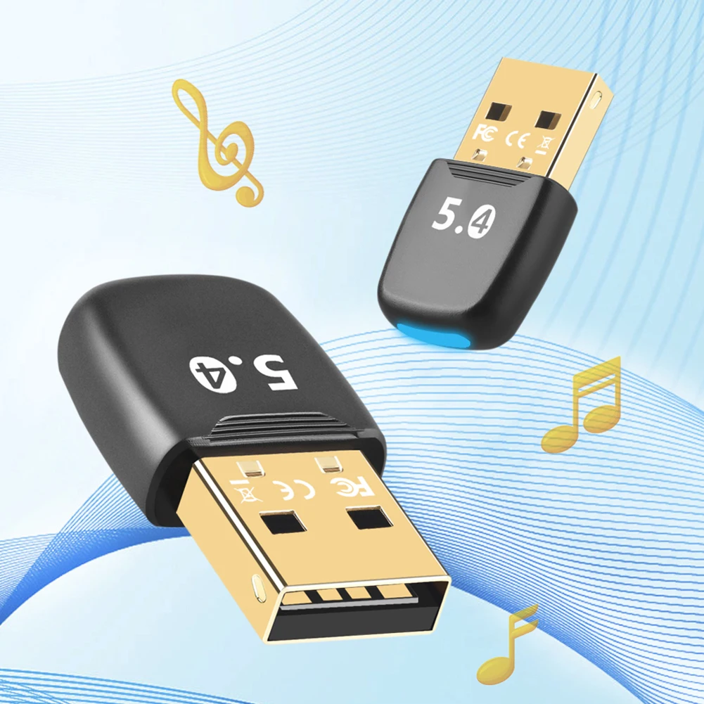 PC 노트북 무선 스피커용 USB 블루투스 호환 5.4 어댑터, 오디오 동글 드라이버, 무료 음악 오디오 리시버