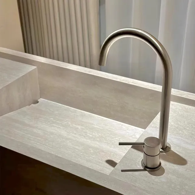 ก๊อกน้ำอ่างล้างหน้าแบบแปรงสีทอง ก๊อกน้ำห้องน้ำแบบแปรงสีนิกเกิล ก๊อกน้ำอ่างล้างหน้าแบบสองรู สีเทา ก๊อกน้ำอ่างล้างหน้าแบบหมุนได้ 360 องศา 1