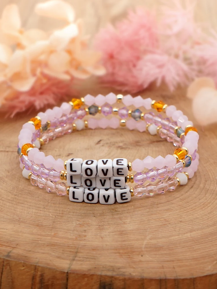 Go2Boho DIY Bracelets Personalize Letters Words with Eye Bracelet for Women  Gold Color Beads 3mm Beaded Jewelry Gifts