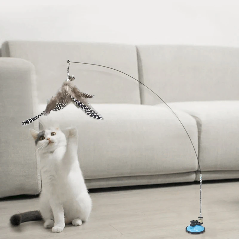Interactive Cat Toy Funny Simulation Bird Suction Cup Feather Bird with
