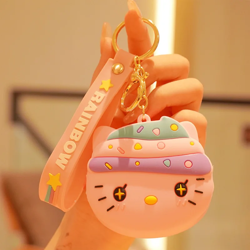 

Kawaii Sanrio Hello Kitty Kuromi My Melody Cinnamoroll Keychains Cute Doll Coin Purses Key Charms Bags Accessories Toys for Boys