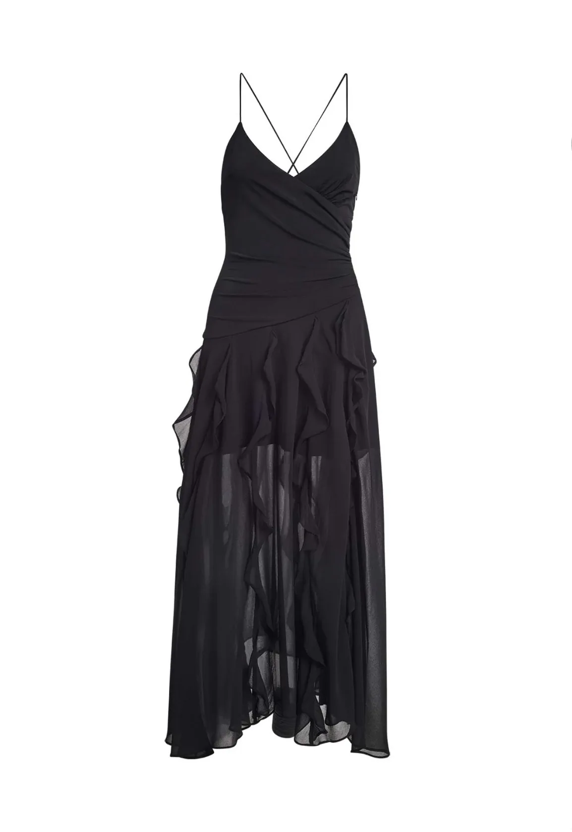 

iamgia backless halter strap tiered flanged skirt