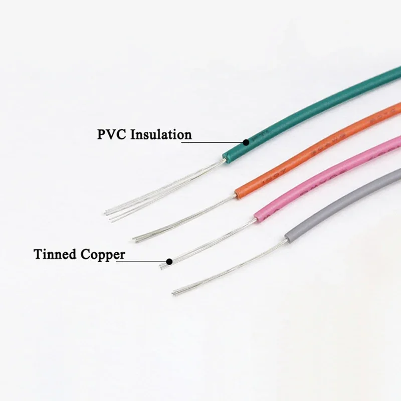 Copper Cable UL1007 Wire PVC Insulation Tinned 5 Colors Mix Kit 30/28/26/24/22/20/18/16 AWG Stranded Electrical PCB