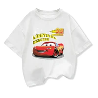 Potdemiel Summer Kids T-shirt Short Sleeve Top Cartoon Cars Pixar Lightning McQueen Printed Boys Clothes Baby Tops 2-10 Years 2