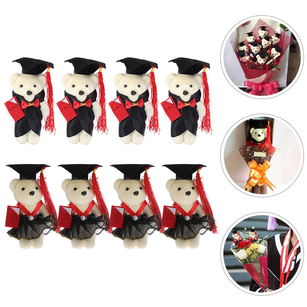 

8 Pcs Graduation Season Dr Bear Bouquet DIY Stuffed Bears Supply Plush Toy Mini Decors Foam Cartoon