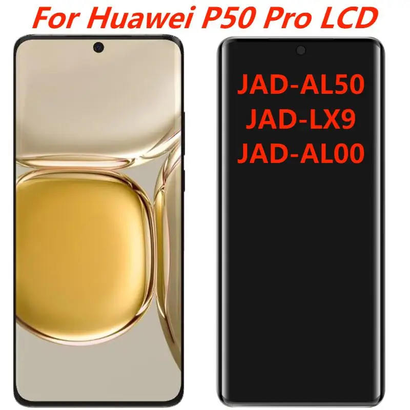 

Оригинальный 6,6 ''для Huawei P50 Pro LCD JAD-AL50 LCD дисплей с рамкой Сенсорная панель экран дигитайзер в сборе Замена