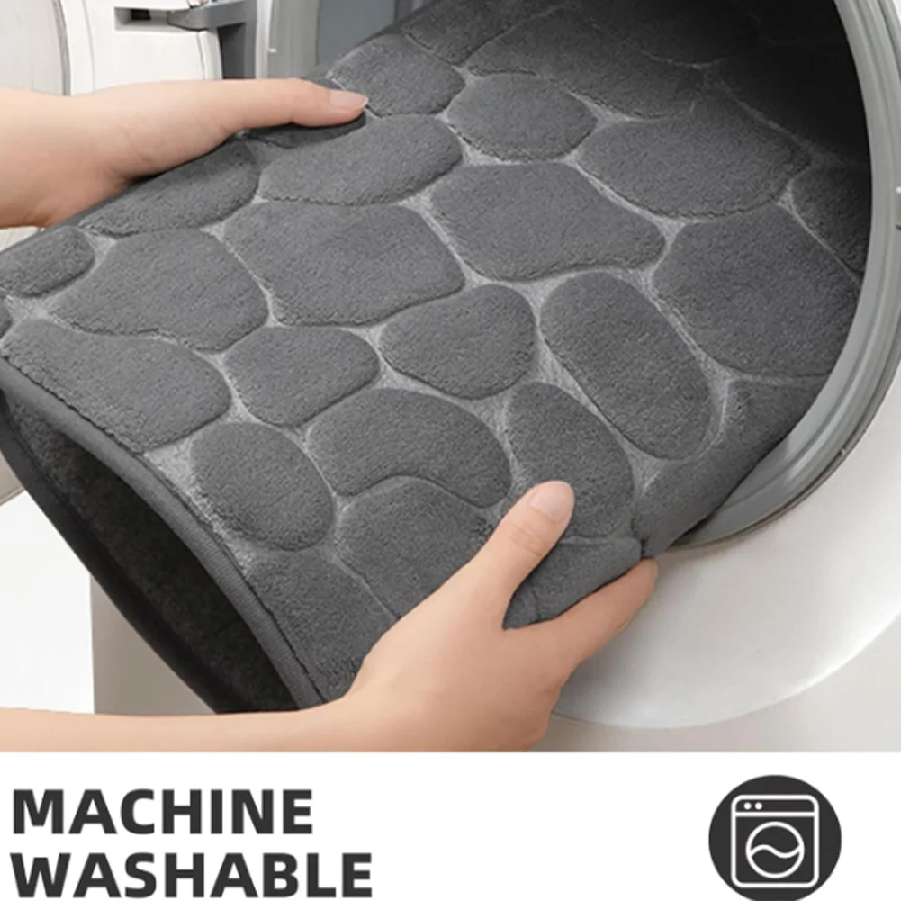 Premium Absorbent Non-Slip Quick-Dry Bathroom Mat with Cobblestone Design