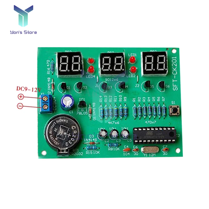 DIY Kits STC11F02-35I Electronic Clock Digital Tube LED Display Suite Module Parts and Components DC 6-12V Kit |