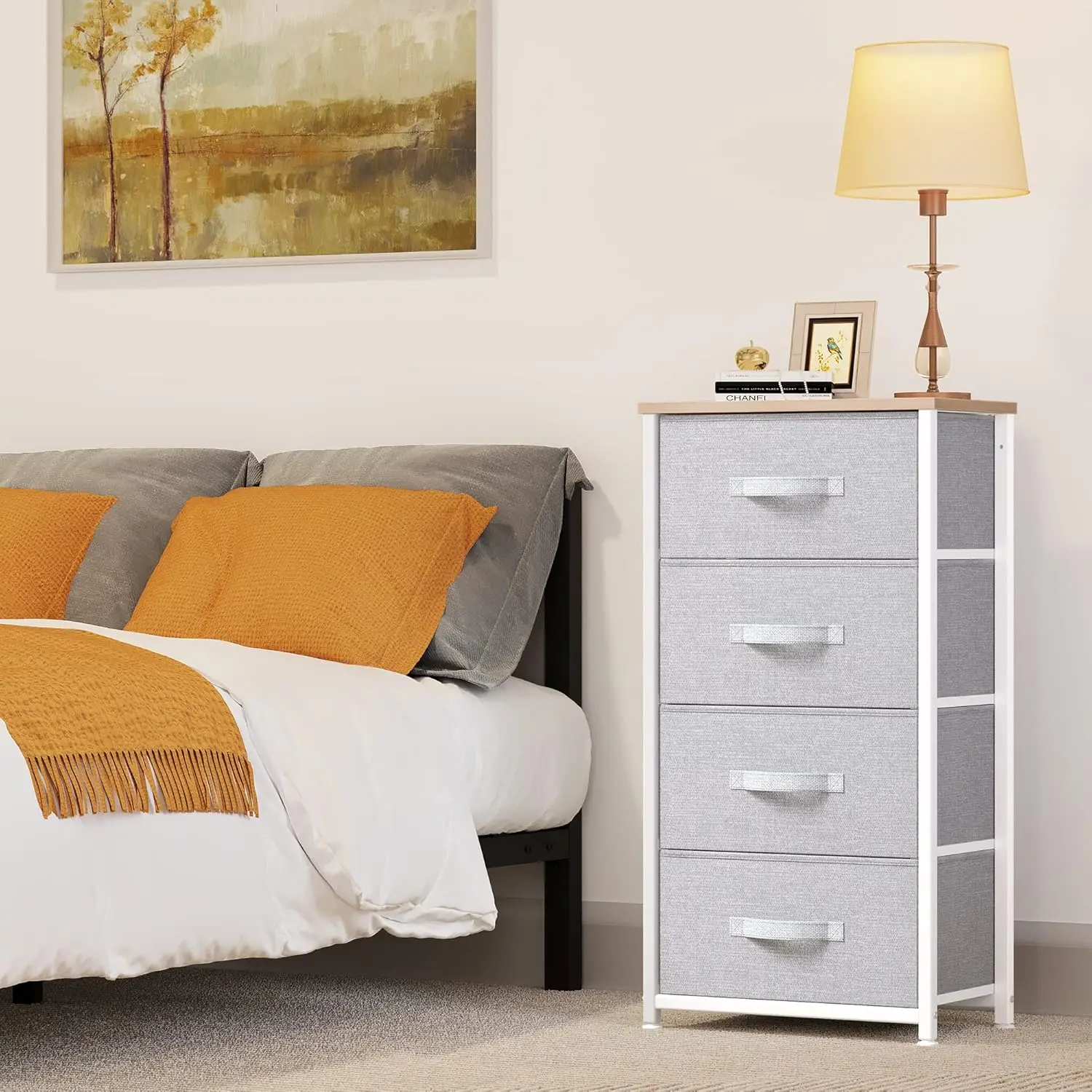Dresser with 4 Drawers - Fabric Storage Tower, Organizer Unit for Bedroom, Living Room, Hallway, Closets - Sturdy Steel Frame 3