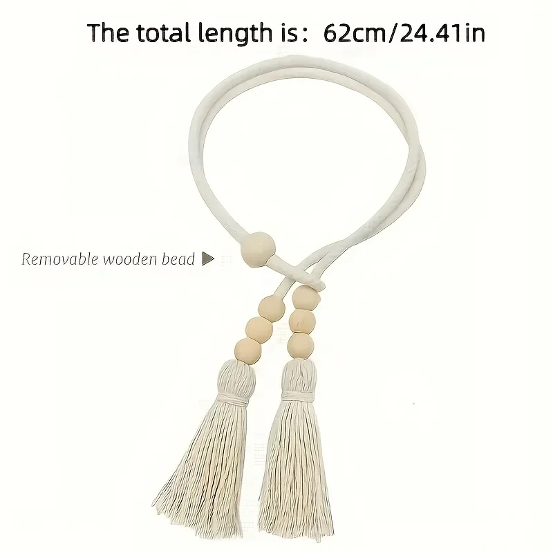 2PCS Bohemian Style Curtain Strip with Meteor Wood Beads, Used for Home Decoration in Living Rooms, Bedrooms, and Kitchens