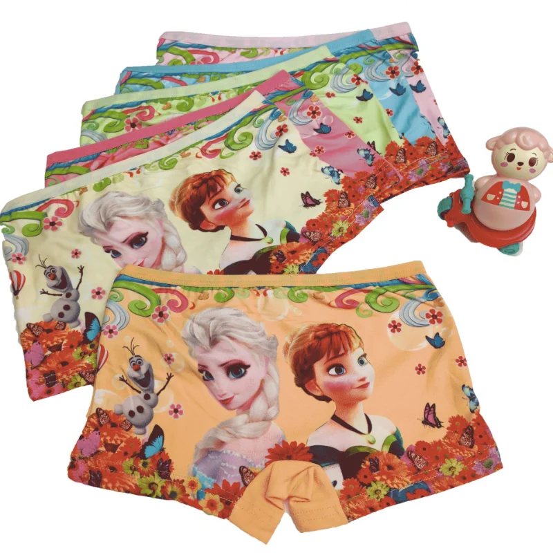 4Pcs/lot Elsa Baby Girls Underwear Panties Cartoon Anime Printing Frozen Underpants Kawaii Soft