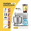 6 in 1 Multi-function Stand Mixer 10-speed Tilt Head Meat Grinder Juicer Vegetable Slicer Pasta and Cookie Maker Silver 3