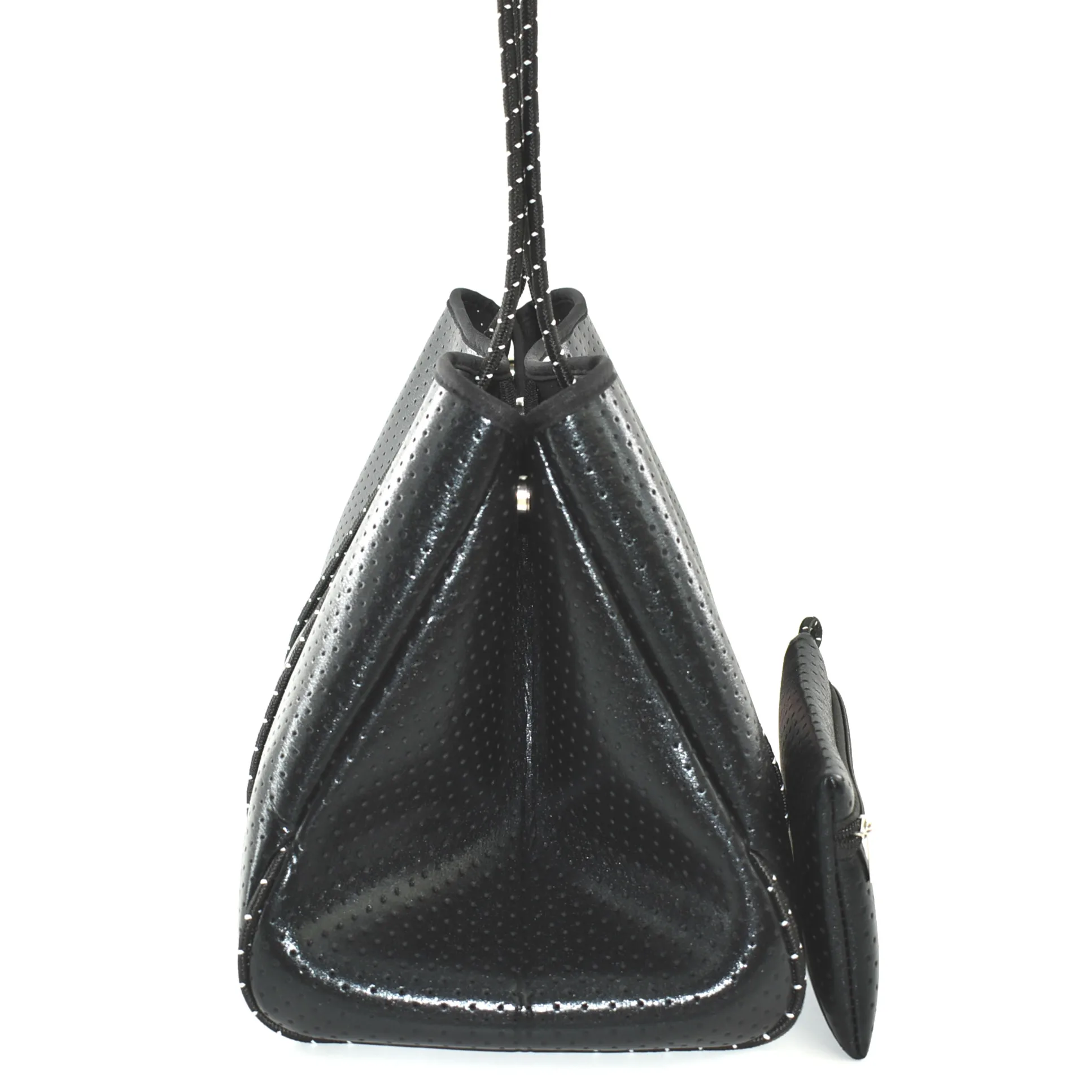 STAUD Bissett Patent Leather Bucket Bag in Black