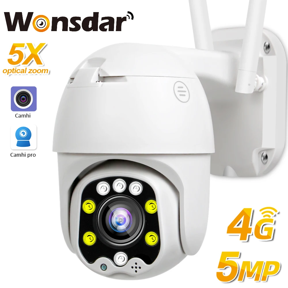 4G SIM Card IP Camera 5MP 1080P Security Camera Outdoor 5X Optical Zoom