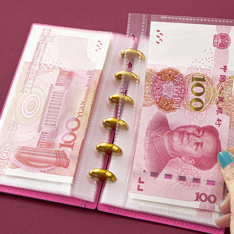 Leather Cover Money Organizer Pouch Book Business Card Organizer Money Budget Book Gift Box Package card holder