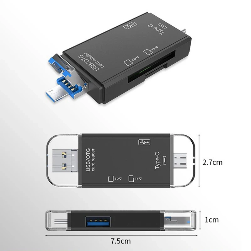 6 in 1 USB/마이크로 USB/타입 C to SD TF 카드 어댑터 OTG SD/TF 카드 리더 USB 3.0 USB C 카드 리더 노트북 PC 액세서리