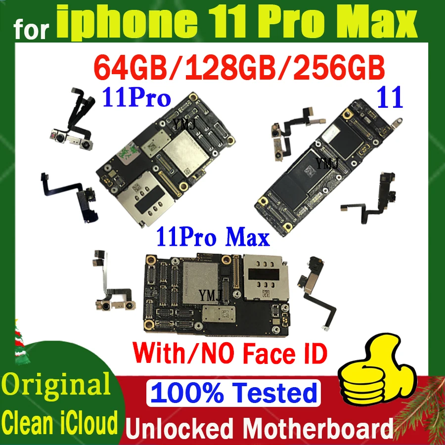 

Original Unlocked For iPhone 11 Pro Max Motherboard 64G 128G 256G With/No Face ID For iPhone 11 Pro Max Logic MainBoard Tested