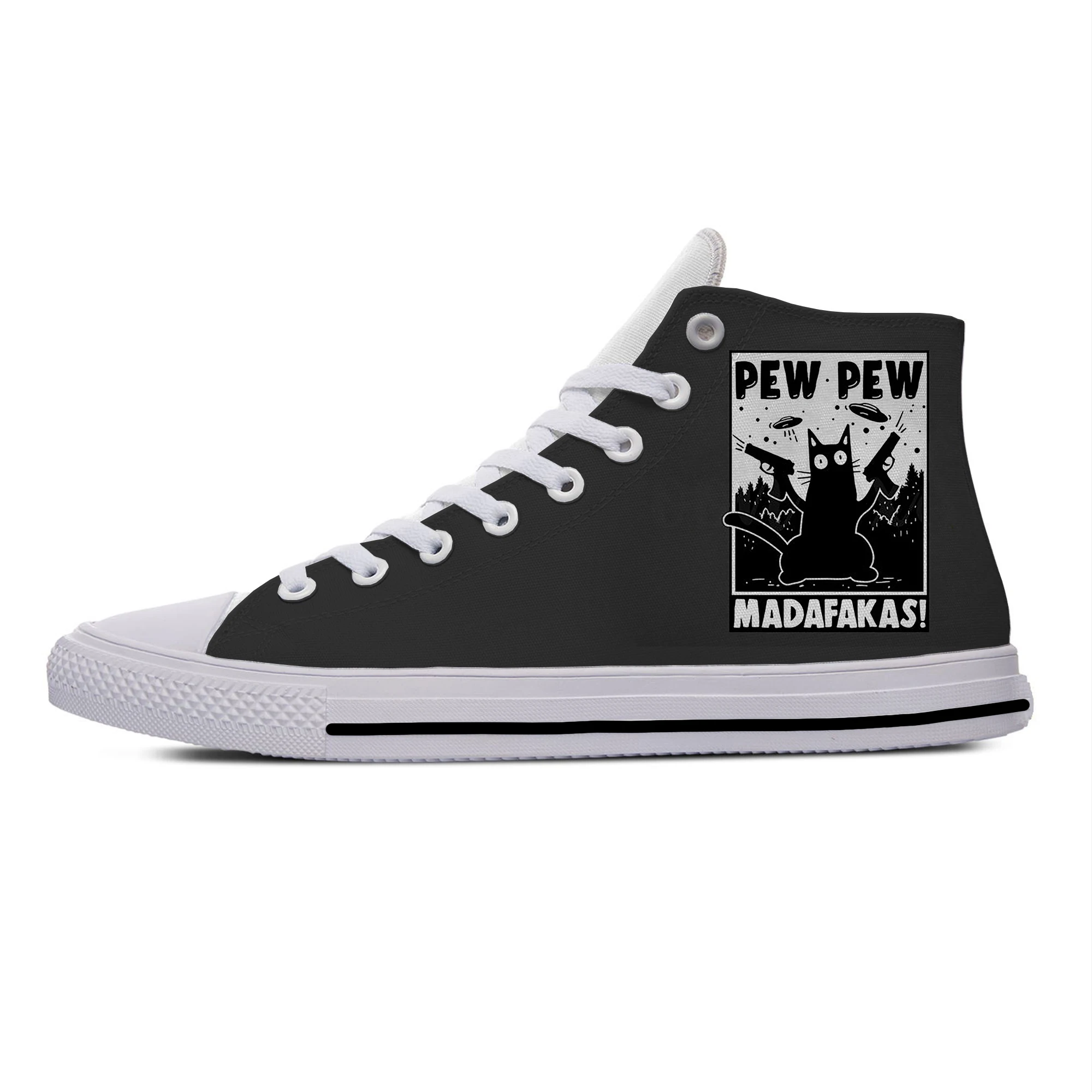 

Pew Pew Madafakas Cat Cartoon Anime Manga Comic Casual Cloth Shoes High Top Lightweight Breathable 3D Print Men Women Sneakers
