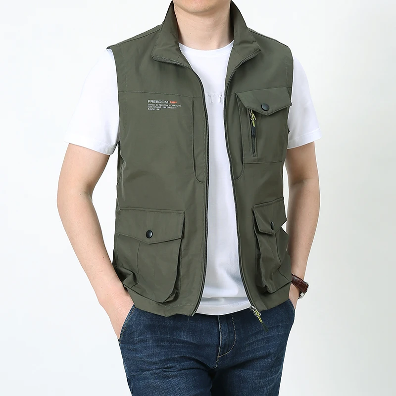 

Summer Men Tactical Hiking Fishing Vest Multi-pocket Photographer Waistcoat Outdoor Leisure Male Thin Cargo Jacket Vests M-5XL
