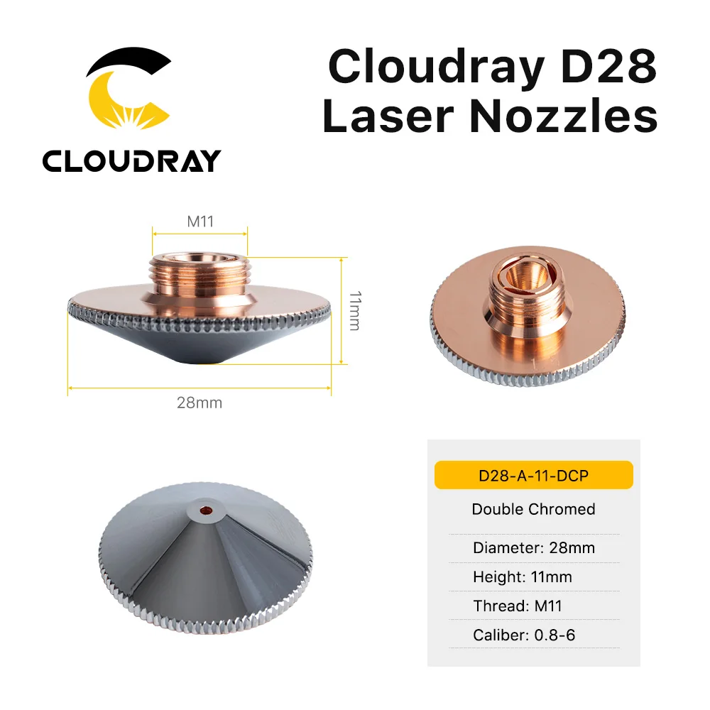 Cloudray Laser Nozzle Single Double Layer Dia.28mm Caliber 0.8 - 6.0mm for Precitec WSX Raytools Fiber Laser Cutting Head