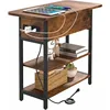 End Table with Charging Station, Flip Top Side Table with USB Ports and Outlets, Sofa Couch Table Bedside Table 1