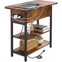 End Table with Charging Station, Flip Top Side Table with USB Ports and Outlets, Sofa Couch Table Bedside Table 1