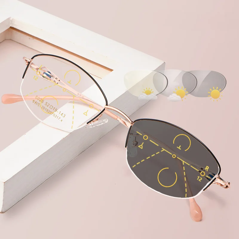 

Новинка, женские прогрессивные фотохромные очки для чтения, женские бифокальные Солнцезащитные очки Стразы 125 175