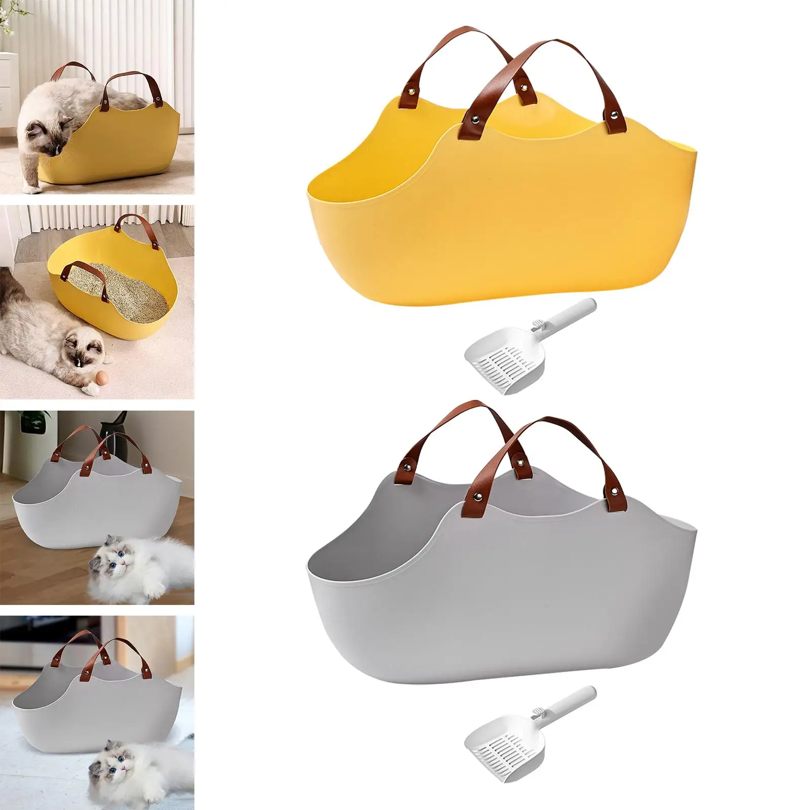 Cat Litter Container Kitty Litter Pan High Sided Cat Sandbox Open Top Pet Tray Deep Toilet for All Kinds of