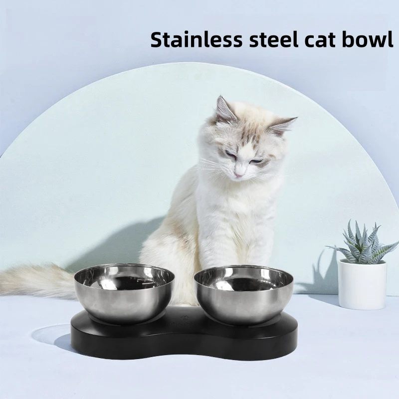 

Коническая двойная миска из нержавеющей стали Pet, 20 °, можно разобрать и стирать, безопасная, Нетоксичная, для кошек