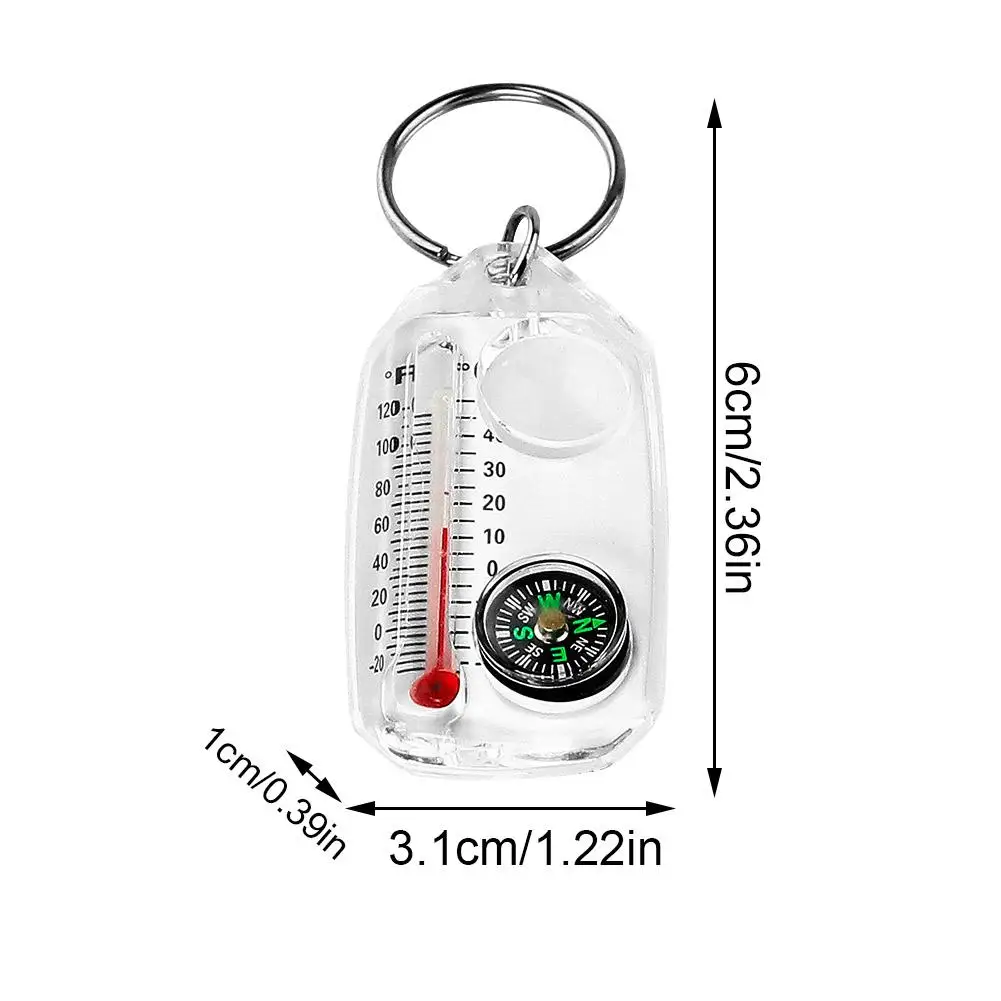 Outdoor Sports Travel Mountaineering Guide North Compass Mini Portable Night Light Precision Temperature Gauge Keychain 3-in-1 mini compass portable compass