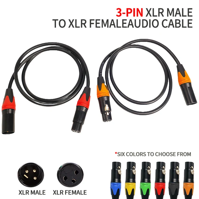 สายไมโครโฟน XLR แบบ 3 พิน ตัวผู้-ตัวเมีย ความยาว 50 ซม. 1 ม. 2 ม. 3 ม. 5 ม. 10 ม. สายสัญญาณเสียงบาลานซ์ สำหรับไมโครโฟน ลำโพง เครื่องขยายเสียง ระบบเสียง PA 1