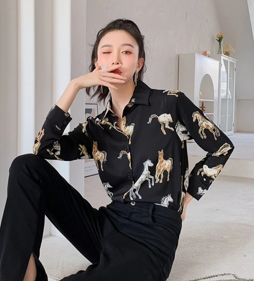 Europe America Women Blouses Ladies Shirts 2021 Spring Autumn